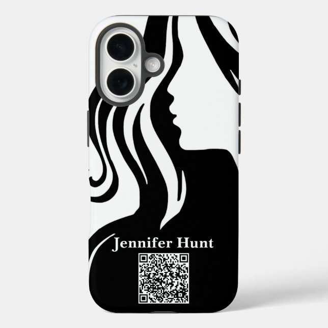 Modern , Employee, Black&white QR Code  Case-Mate iPhone Case (Back)
