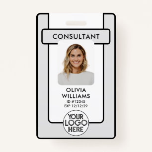 Modern Employee ID Badge Photo with Logo QR Code 