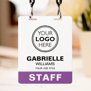 Modern Employee ID Logo QR Security Purple Branded Badge