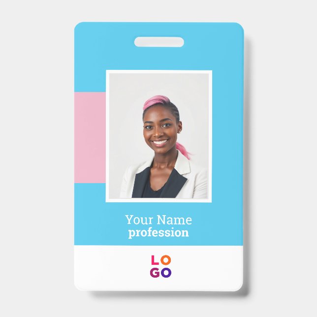 Modern Employee Logo, Photo, Qr Code, Name Badge (Front)