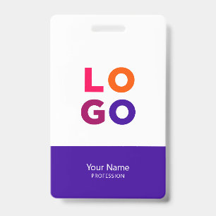 Modern Employee Logo, Photo, Qr Code, Name Indigo Badge