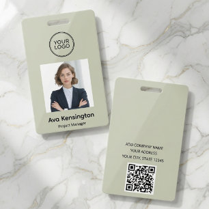 Modern Employee Photo ID Badge with QR Code