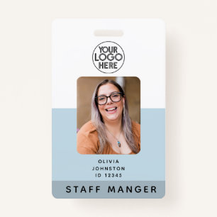 Modern Employee Photo ID Business Logo   Blue  Badge
