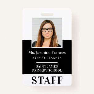 MODERN EMPLOYEE PHOTO ID simple black Badge