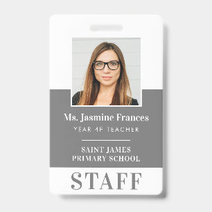 MODERN EMPLOYEE PHOTO ID simple grey Badge