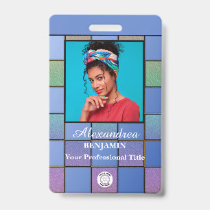 Modern Employee Photo Logo Bar Code Personalize Badge