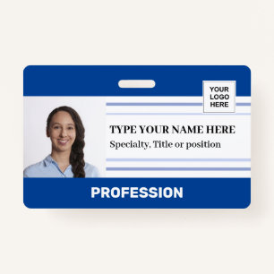 Modern Employee Photo Logo Barcode Name Badge