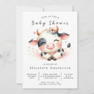Modern Enchanted Happy Cow Baby Shower Invitation