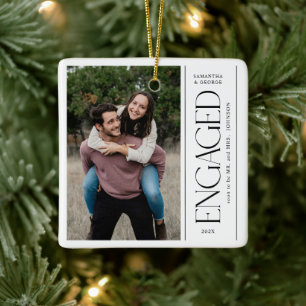 Modern  Engaged Couples Photo Mr & Mrs Ceramic Ornament