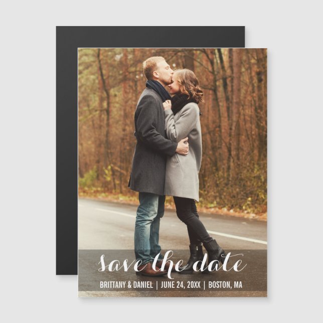 Modern Engagement Magnetic Save The Date Invitation (Front/Back)