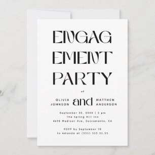 Modern Engagement Party   Editorial Typography Invitation
