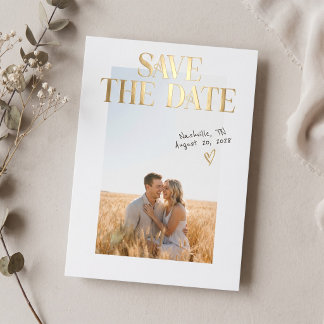 Modern Engagement Photo Save The Date Foil Card
