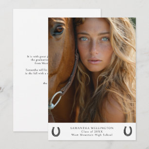 Modern Equestrian Horse Shoe Photo Graduation Announcement