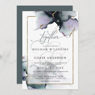 Modern Ethereal Muted Amethyst and Slate Blue Invitation