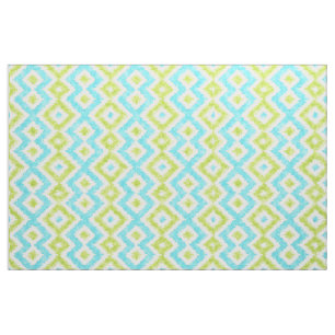 Modern Ethnic Ikat Mosaic Pattern Watercolor Fabric
