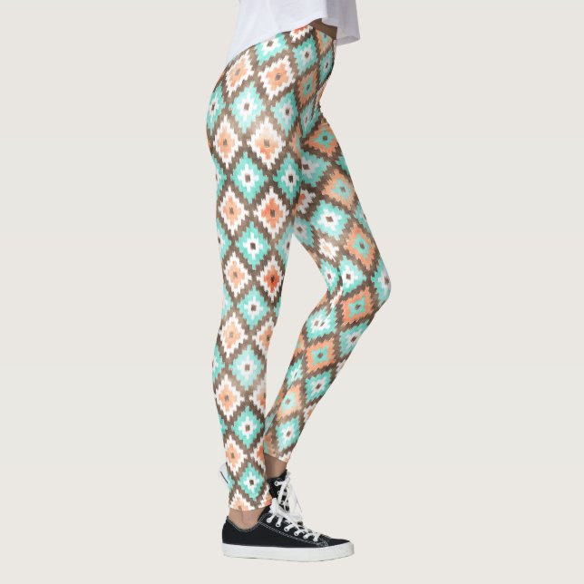 Modern Ethnic Kilim Mosaic Pattern Watercolor Leggings (Right)