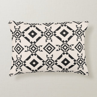 Modern ethnic ornament. Black and white vintage ge Accent Pillow