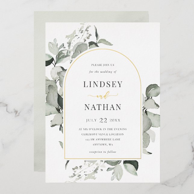 Modern Eucalyptus Arch Wedding Gold (Front/Back)