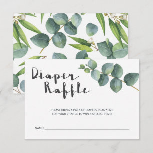 Modern Eucalyptus Baby Shower Diaper Raffle Enclosure Card