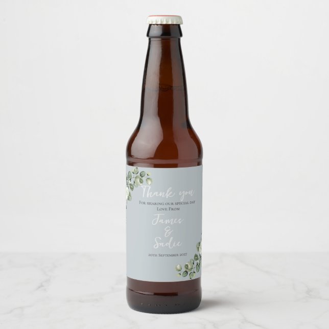 Modern Eucalyptus Beer Bottle Label (Front)