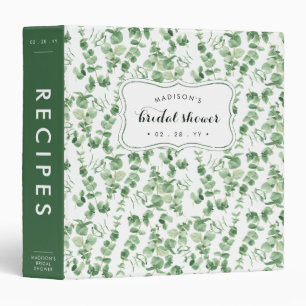 Modern Eucalyptus Botanical Bridal Shower Recipe Binder
