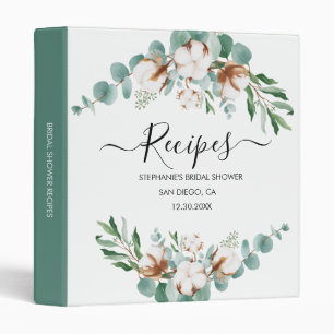 Modern Eucalyptus Botanical Bridal Shower Recipe Binder