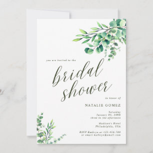 Modern Eucalyptus Botanical Greenery Bridal Shower Invitation