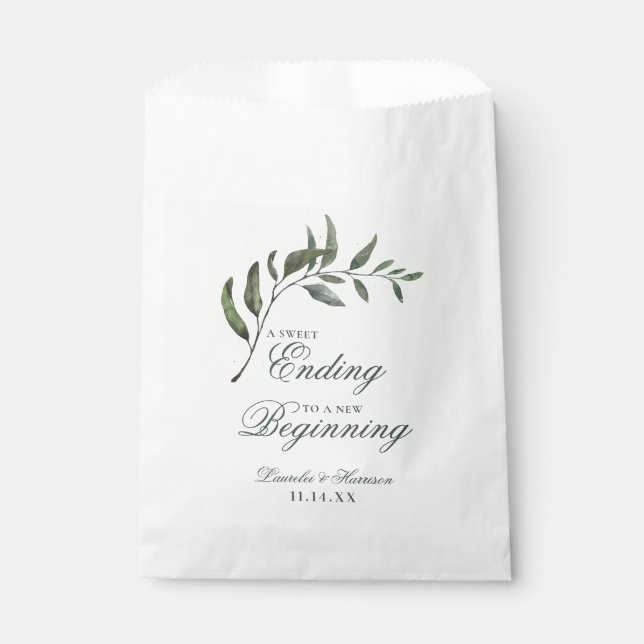 Modern Eucalyptus Botanical Wedding Favour Bag (Front)