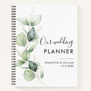 Modern Eucalyptus Botanical Wedding Planner Notebook