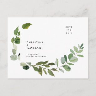 Modern Eucalyptus Botanical Wedding Save the Date  Postcard