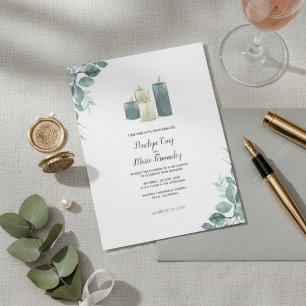 Modern Eucalyptus & Candle Wedding Invitation 