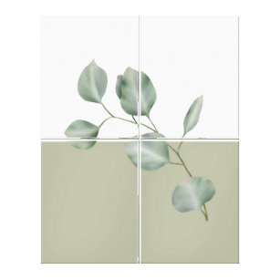 Modern Eucalyptus Colorblock Quad Panels Canvas Print