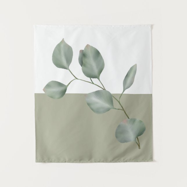 Modern Eucalyptus Colorblock  Tapestry (Front)