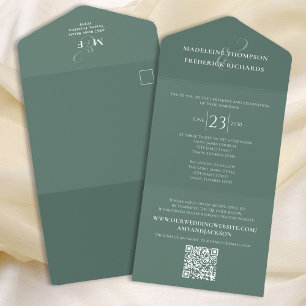 Modern Eucalyptus Elegant Green Foliage QR Code All In One Invitation