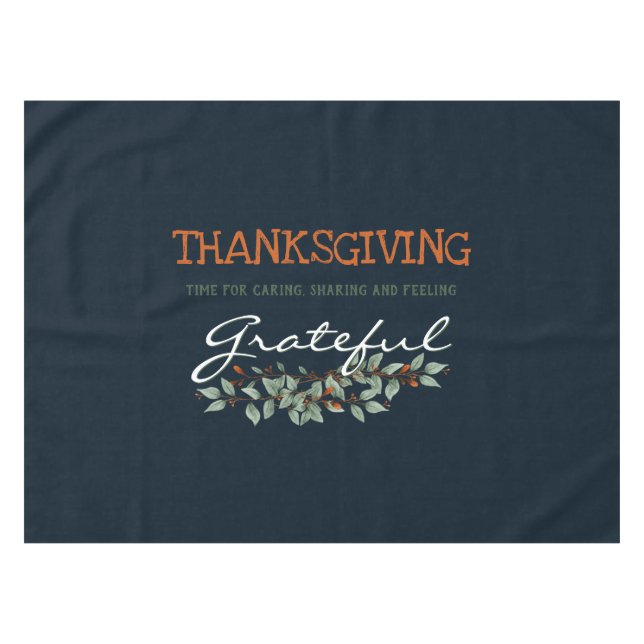 Modern Eucalyptus Feeling Grateful Tablecloth (Front (Horizontal))