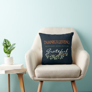 Modern Eucalyptus Feeling Grateful Thanksgiving  Throw Pillow