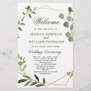 Modern Eucalyptus Floral Wedding Ceremony Program