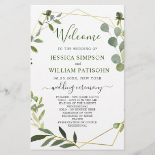Modern Eucalyptus Floral Wedding Ceremony Program