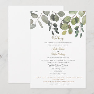 Modern Eucalyptus Foliage Website Wedding White  Invitation