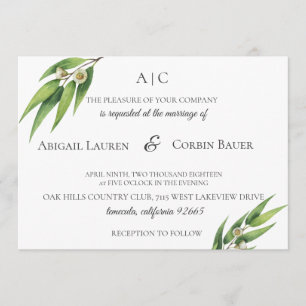 Modern Eucalyptus Foliage Wedding Invitation