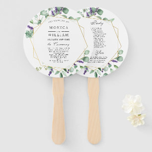 Modern Eucalyptus Foliage Wedding Program Hand Fan