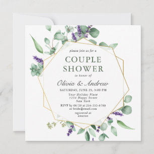 Modern Eucalyptus Geometric Frame COUPLE SHOWER Invitation