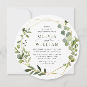 Modern Eucalyptus Geometric Frame ENGAGEMENT PARTY Invitation