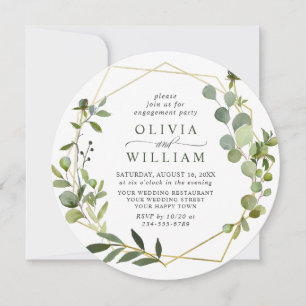 Modern Eucalyptus Geometric Frame ENGAGEMENT PARTY Invitation