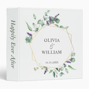 Modern Eucalyptus Geometric Frame Floral Wedding Binder