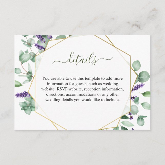 Modern Eucalyptus Geometric Frame Foliage Enclosure Card (Front)