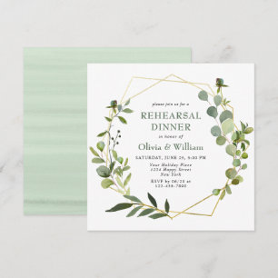 Modern Eucalyptus Geometric Frame REHEARSAL DINNER Invitation