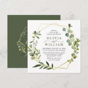 Modern Eucalyptus Geometric Frame REHEARSAL DINNER Invitation