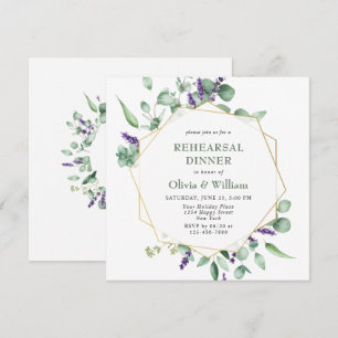Modern Eucalyptus Geometric Frame REHEARSAL DINNER Invitation