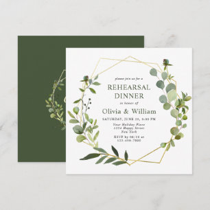 Modern Eucalyptus Geometric Frame REHEARSAL DINNER Invitation